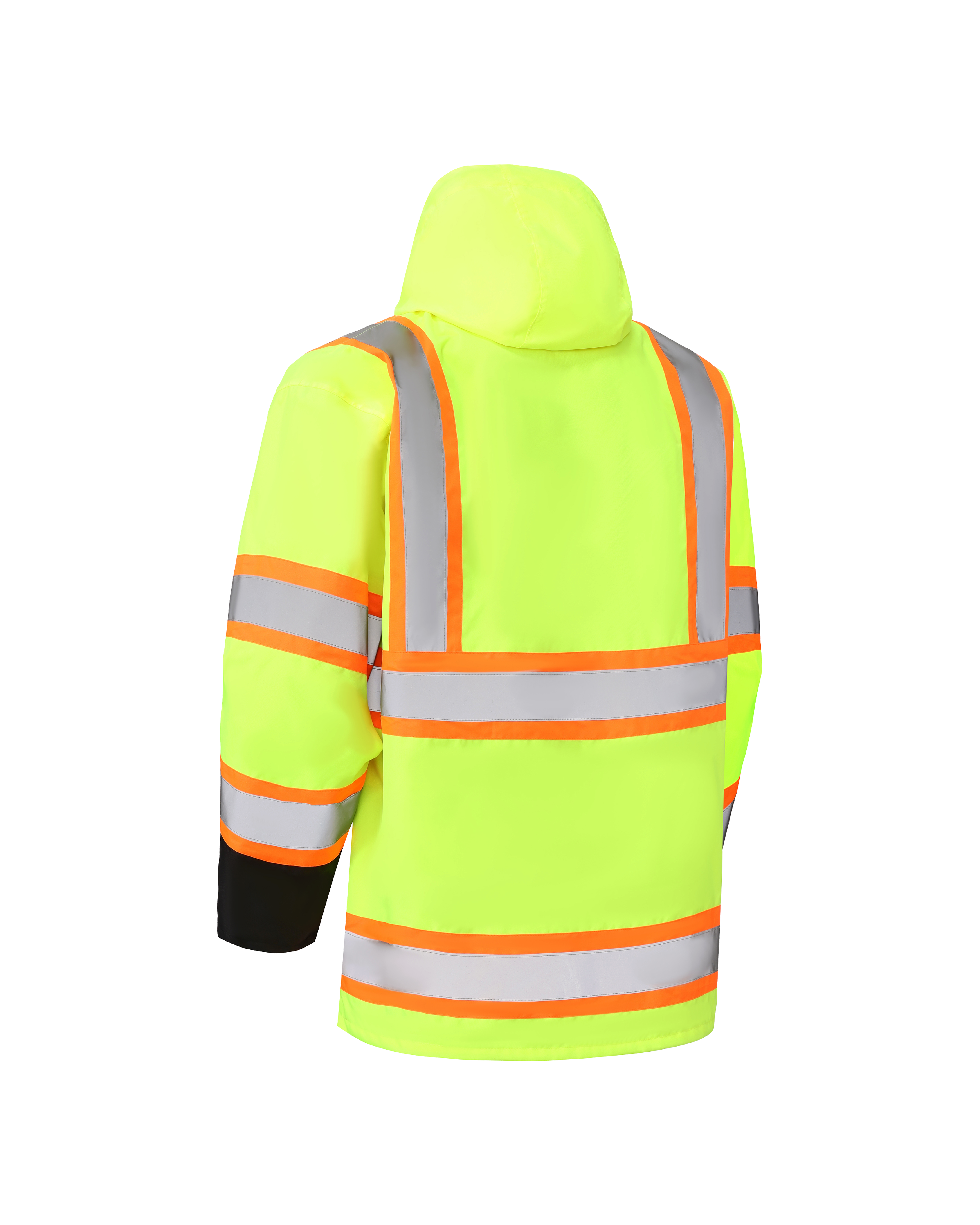High Visibility 3-in-1 Hooded & Fleece Lined ANSI/ISEA 107-2020, Type R, Class 3 Two Tone, Contrast Trimmed Water Resistant Neon Safety Jacket [R71500]