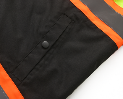 High Visibility 3-in-1 Hooded & Fleece Lined ANSI/ISEA 107-2020, Type R, Class 3 Two Tone, Contrast Trimmed Water Resistant Neon Safety Jacket [R71500]
