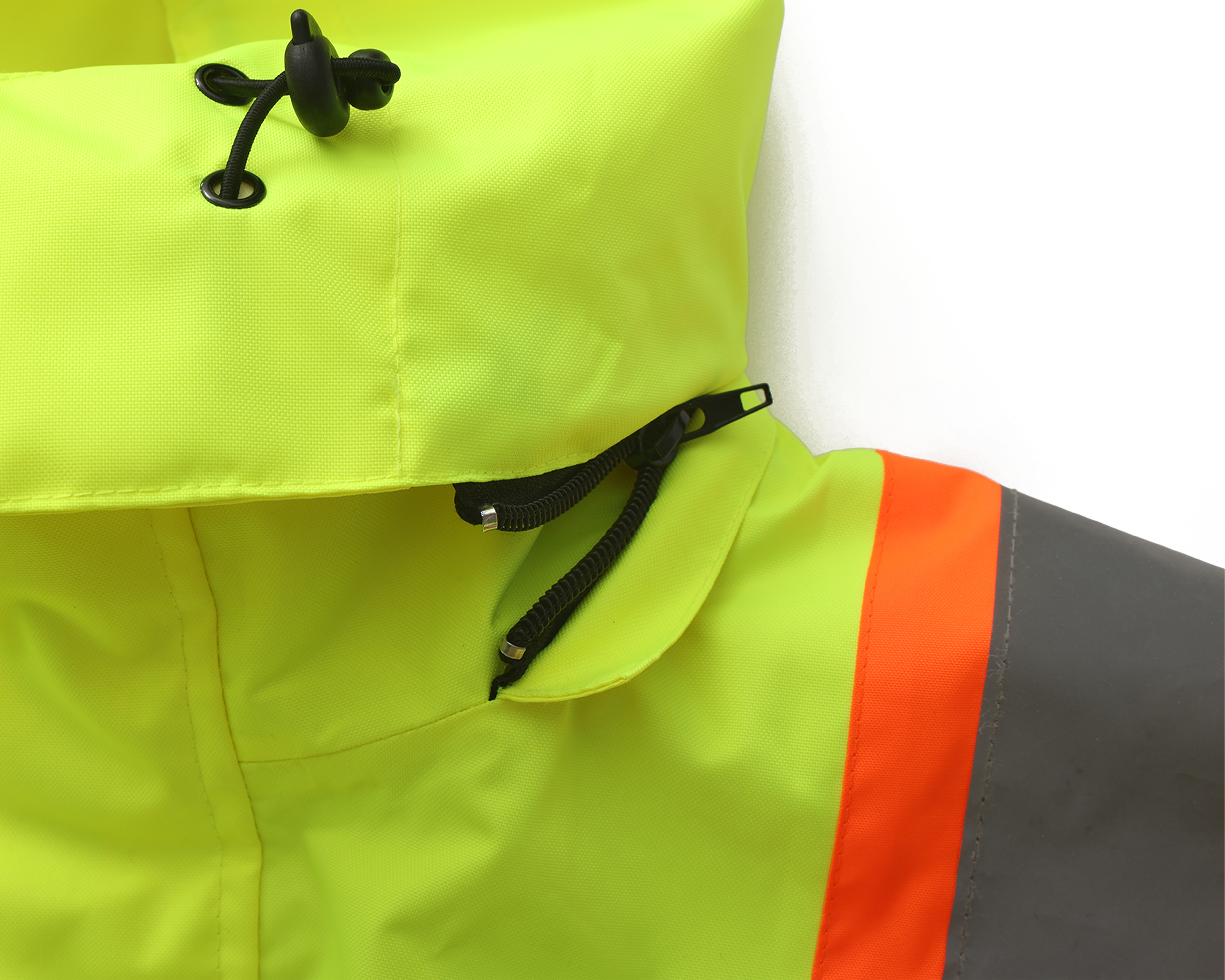 High Visibility 3-in-1 Hooded & Fleece Lined ANSI/ISEA 107-2020, Type R, Class 3 Two Tone, Contrast Trimmed Water Resistant Neon Safety Jacket [R71500]