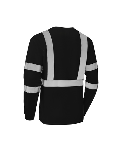 High Visibility ANSI/ISEA 107-2020 Reflector Black Long Sleeve Safety Shirt [R73300]