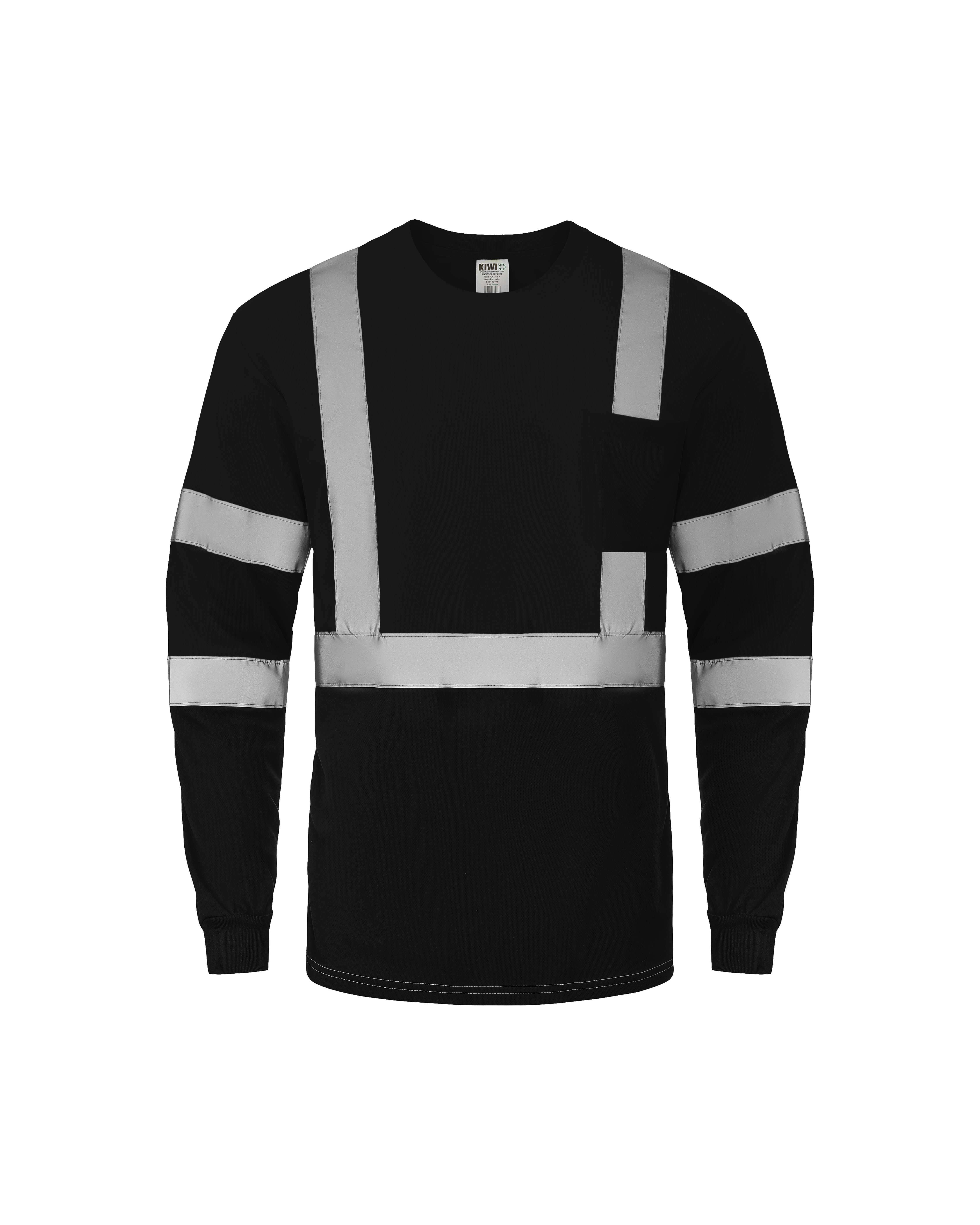High Visibility ANSI/ISEA 107-2020 Reflector Black Long Sleeve Safety Shirt [R73300]