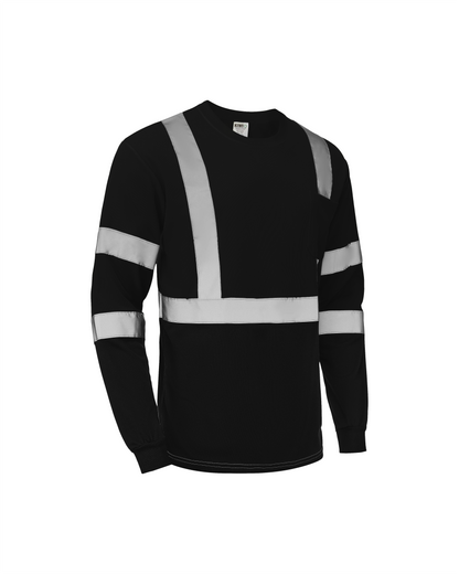 High Visibility ANSI/ISEA 107-2020 Reflector Black Long Sleeve Safety Shirt [R73300]