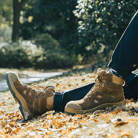 AB001 Men's 8" Steel Toe Tactical Boots, Outdoor Lightweight Coyote Military Boots for Hiking Work Combat