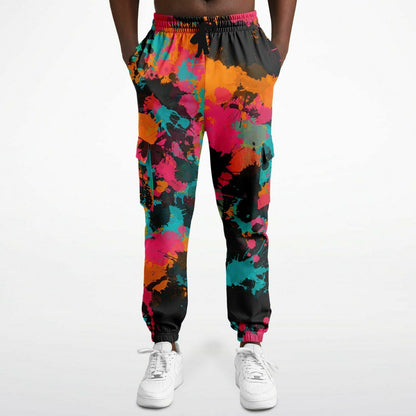 Fiesta Colors Paint Splatter Unisex Cargo Joggers (Fleece Lined)