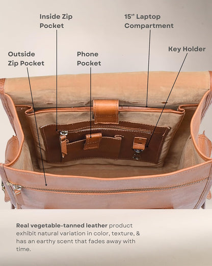 Vintage Leather Backpack Rucksack