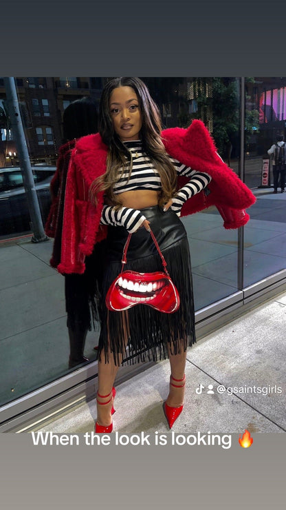 Gigi Skirt – Asymmetrical Vegan Leather Skirt with Fringe