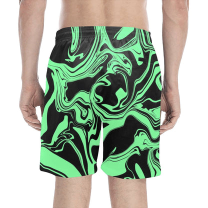 Slime in the Dark Green and Black Oil Spill Swim Shorts
