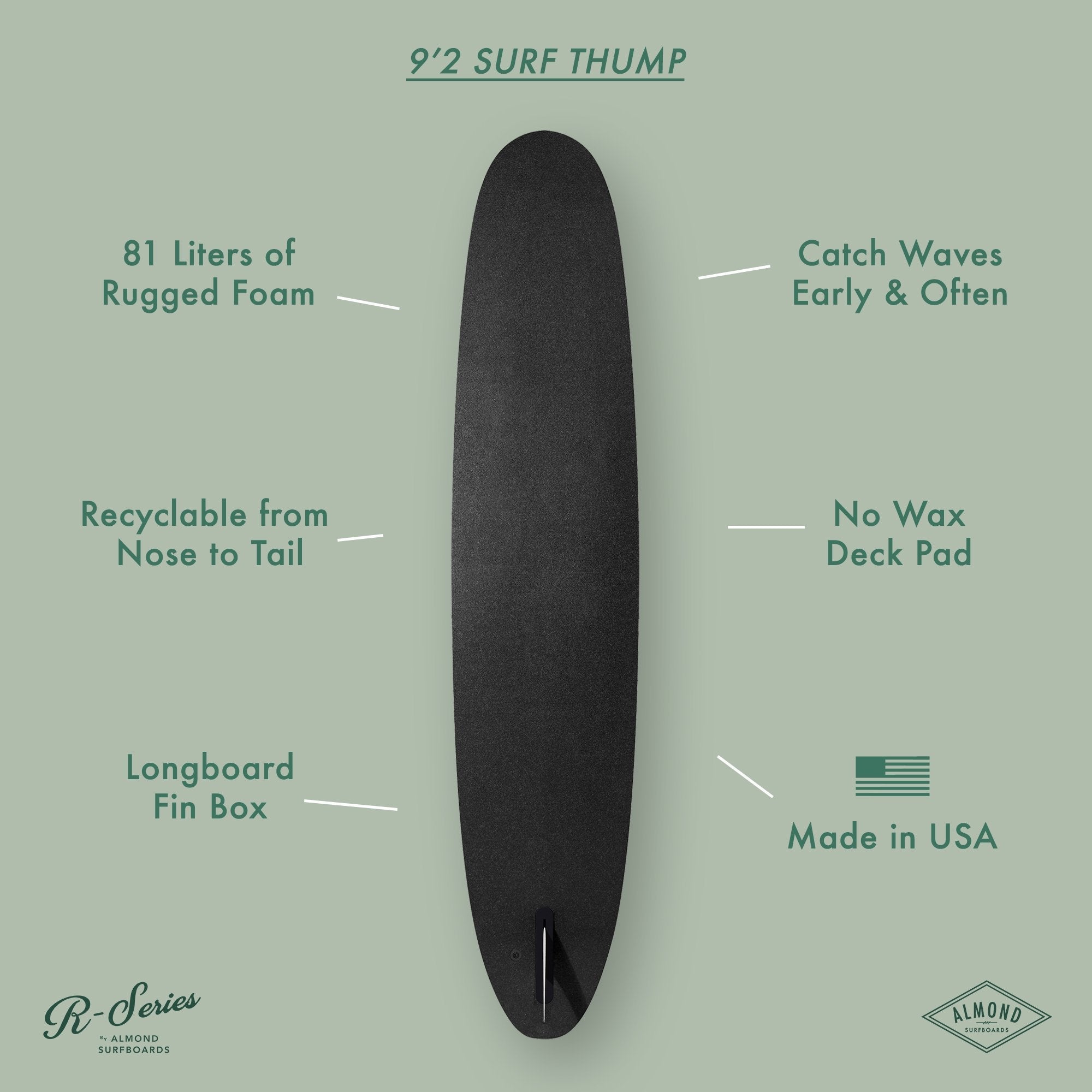 9'2 R-Series | Surf Thump Longboard Surfboard