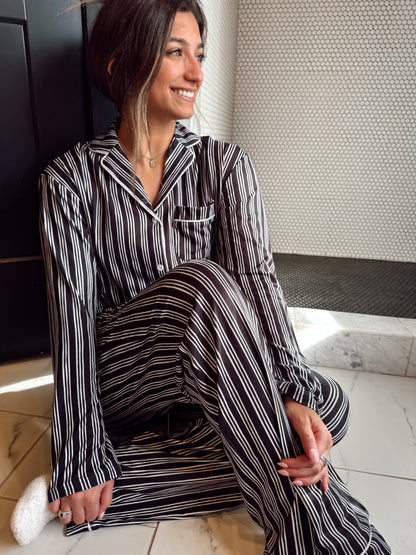 Black Stripe Pajama Set