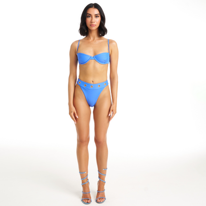 Bella Bralette Set – High-Waist Bikini with Grommet Detail