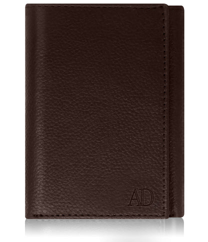 Leather Trifold RFID Wallet with Flip-Up ID