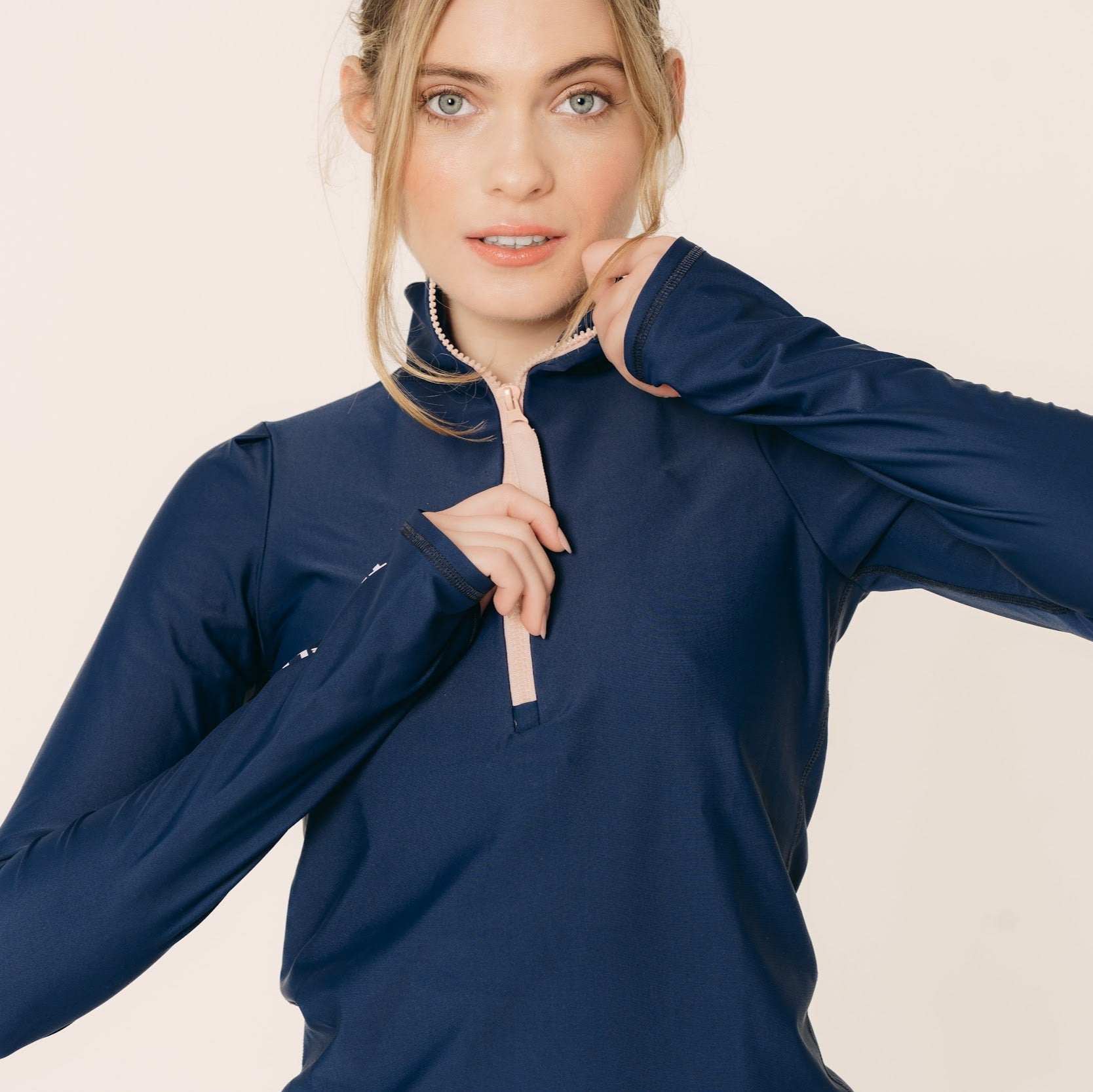Women's Henley Rash Guard - Navy