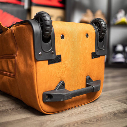 Brown Leather Carry-On Patented Roller Bag
