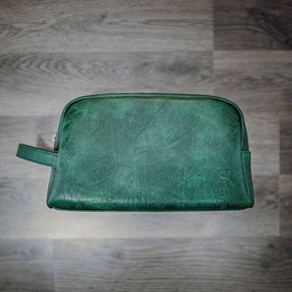 Emerald Green Leather Toiletry Bag