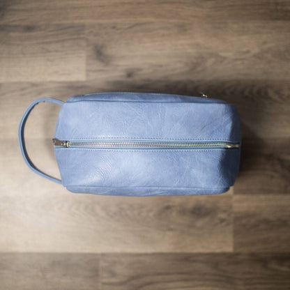 Baby Blue Leather Toiletry Bag