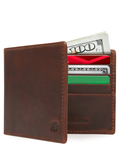 Leather Bifold Wallet with ID Window