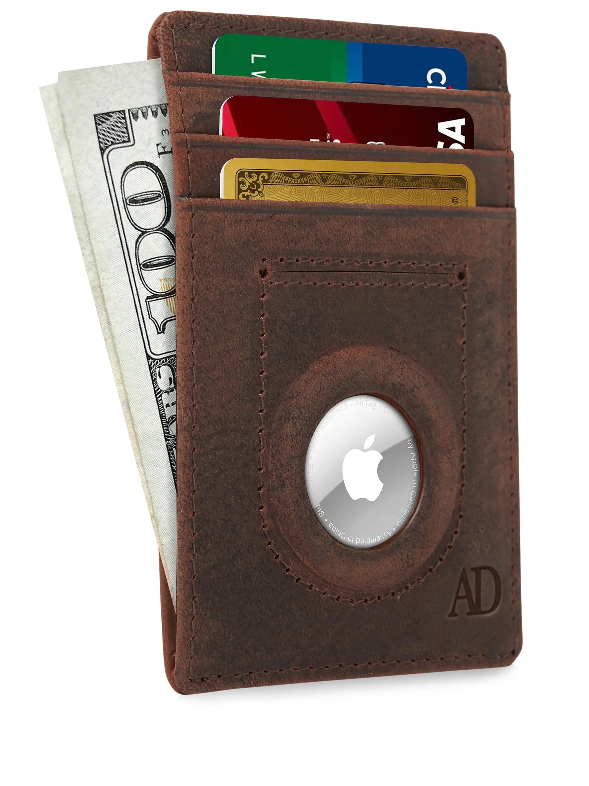 Leather Card Holder with Air Tag Holder