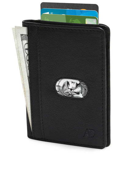 Leather Bifold Wallet with Pull Strap