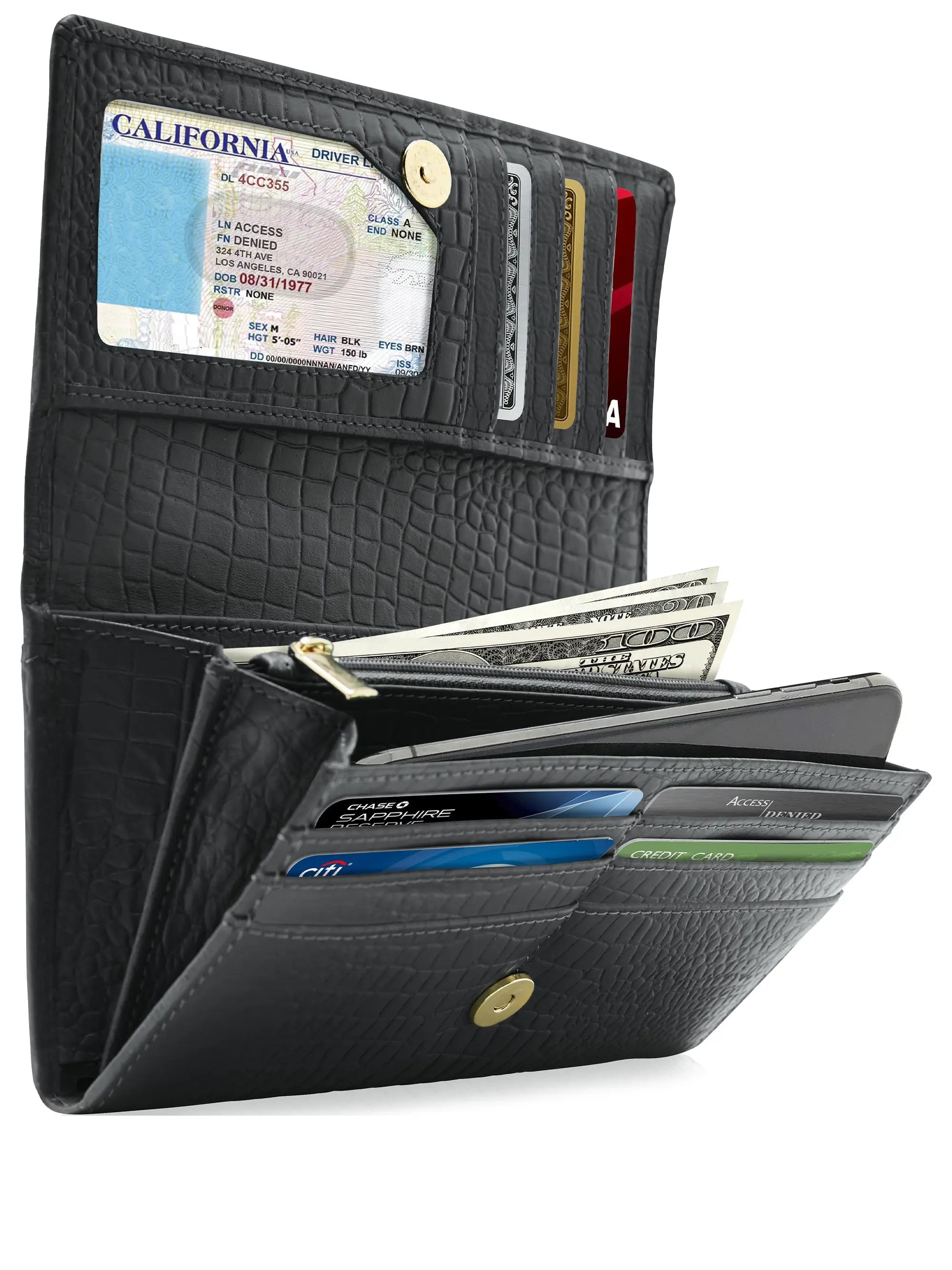 RFID Protected Accordion Clutch Wallet