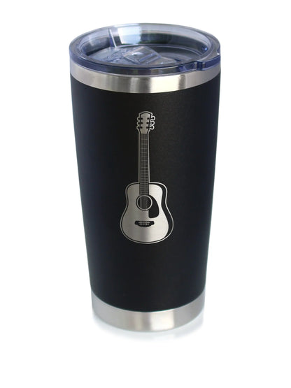 Acoustic Guitar - Insulated Coffee Tumbler Cup with Sliding Lid - Stainless Steel Travel Mug - Guitarist Gifts for Women and Men Musicians