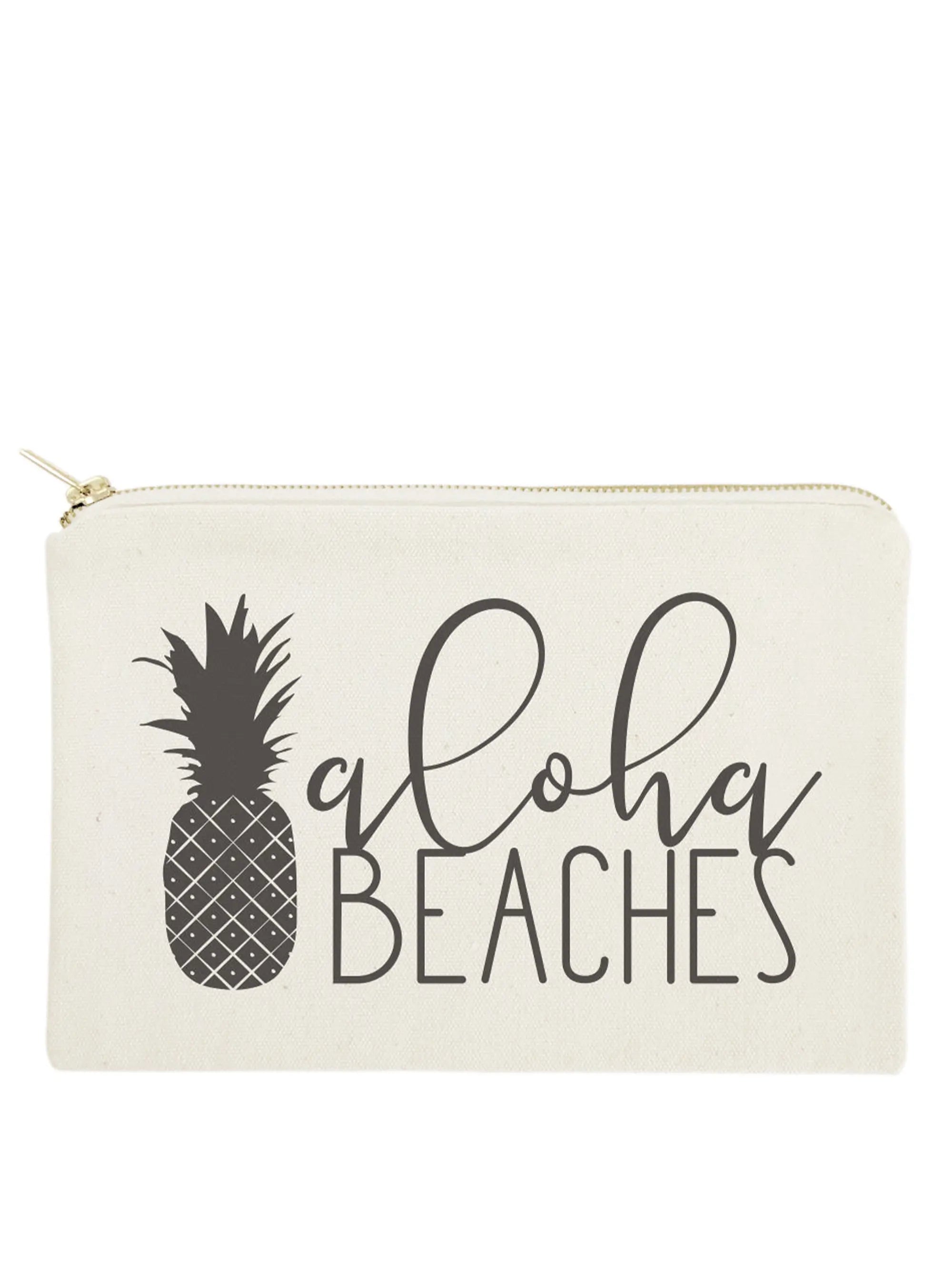 Aloha Beaches Cotton Canvas Cosmetic Bag