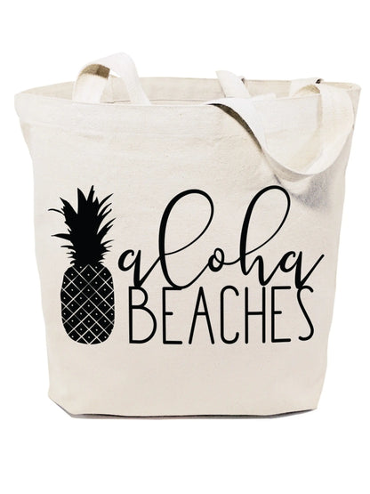 Aloha Beaches Cotton Canvas Tote Bag