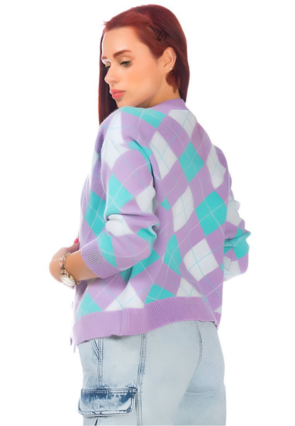 Argyle Checks Full Sleeve Cardigan