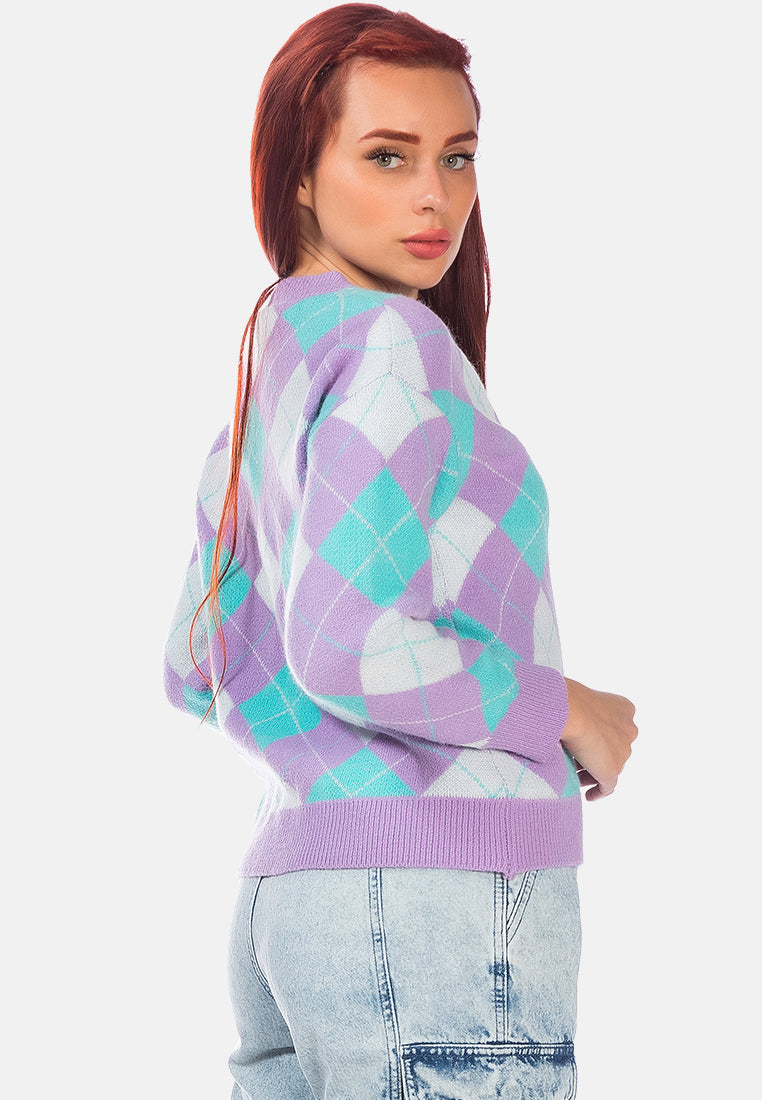 Argyle Checks Full Sleeve Cardigan