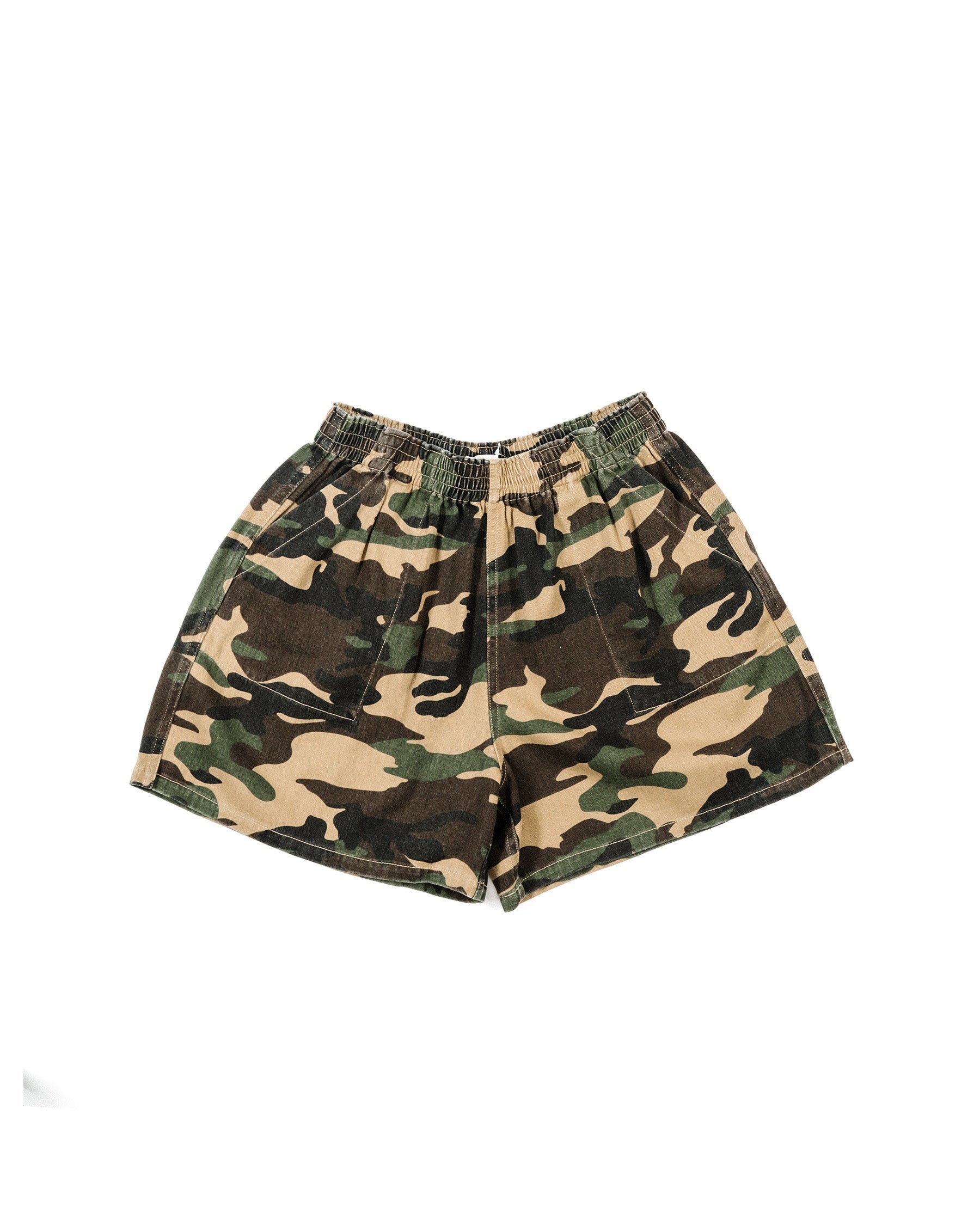 Camo Day Shorts – Elastic Waist & Utility Pockets
