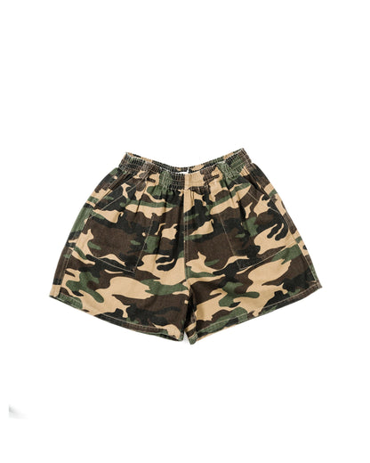 Camo Day Shorts – Elastic Waist & Utility Pockets