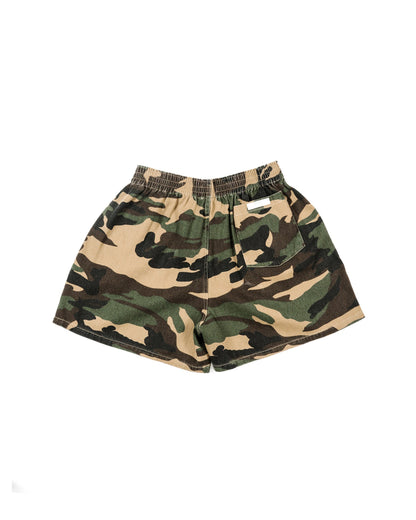 Camo Day Shorts – Elastic Waist & Utility Pockets