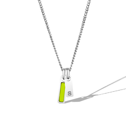 Birthstone & Initial Tag Necklace - Silver