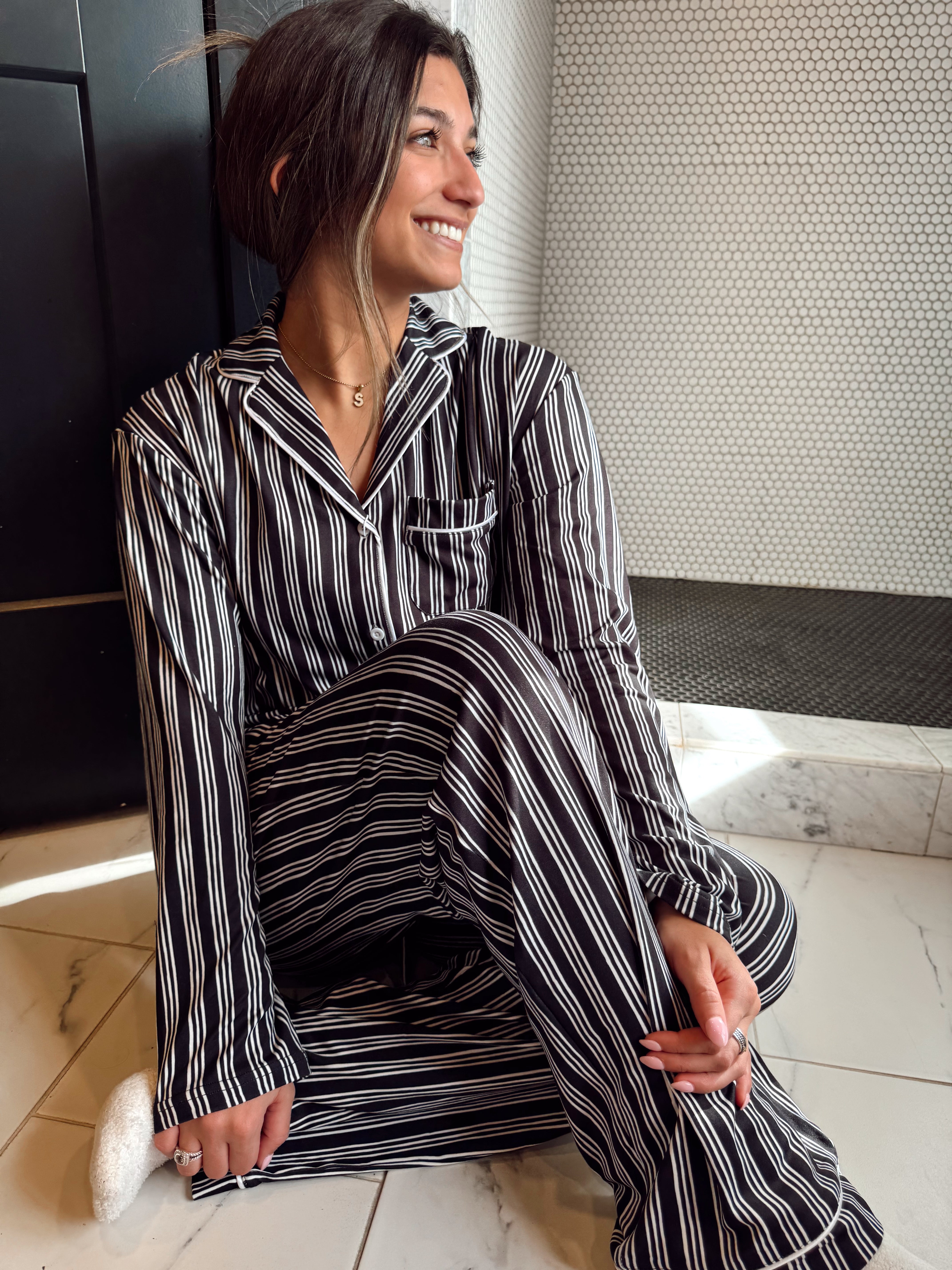 Black Stripe Pajama Set