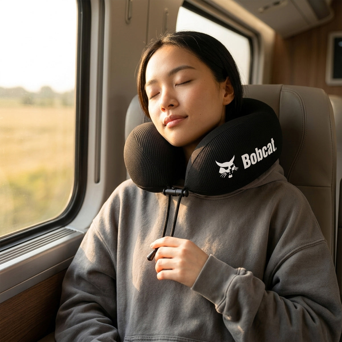 Ergonomic Waffle Memory Foam Travel Neck Pillow | Black