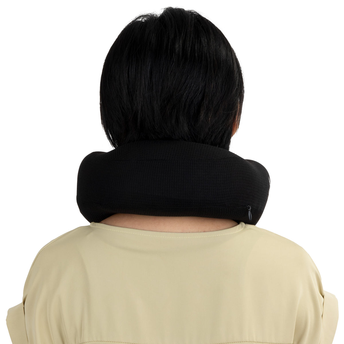 Ergonomic Waffle Memory Foam Travel Neck Pillow | Black