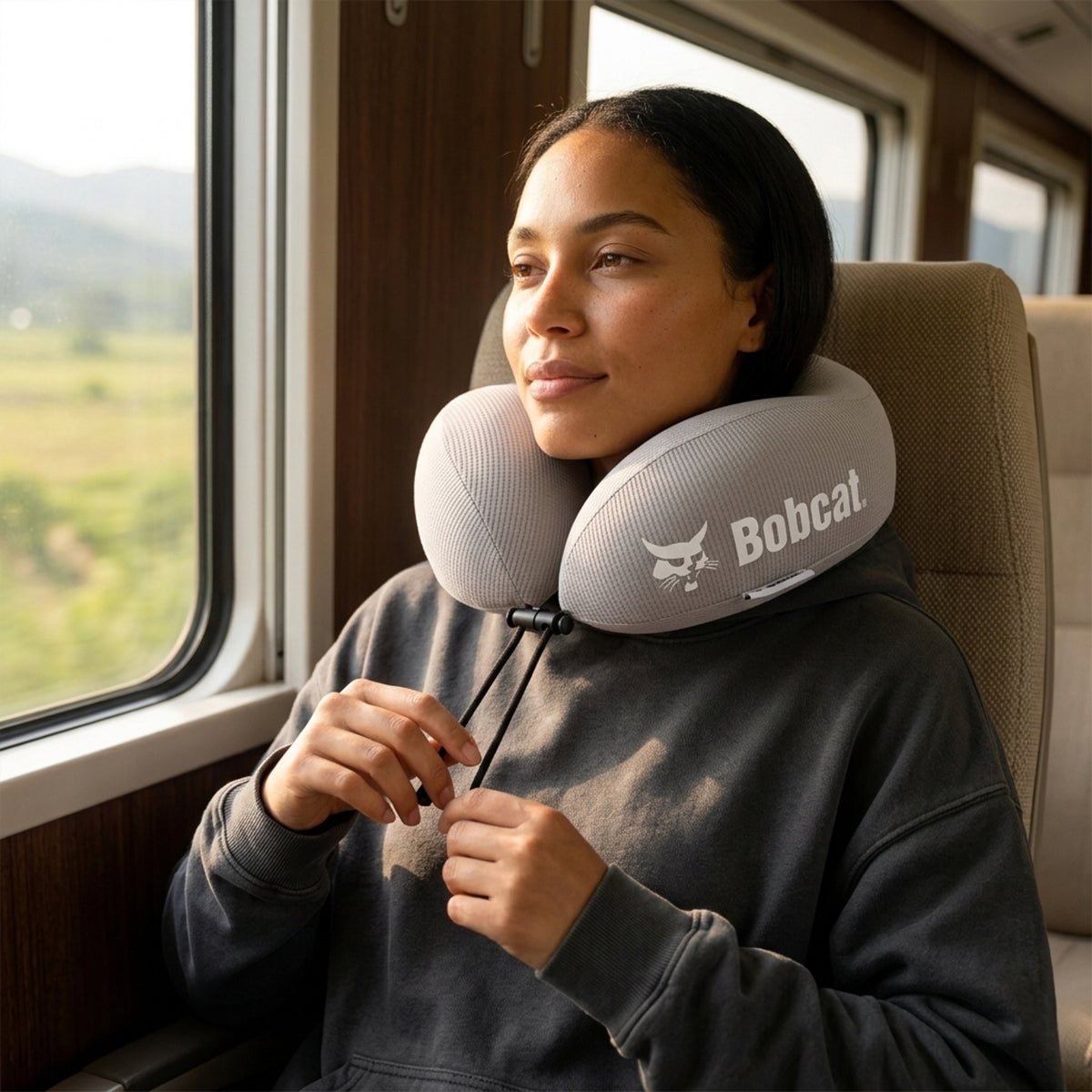 Ergonomic Waffle Memory Foam Travel Neck Pillow | Gray