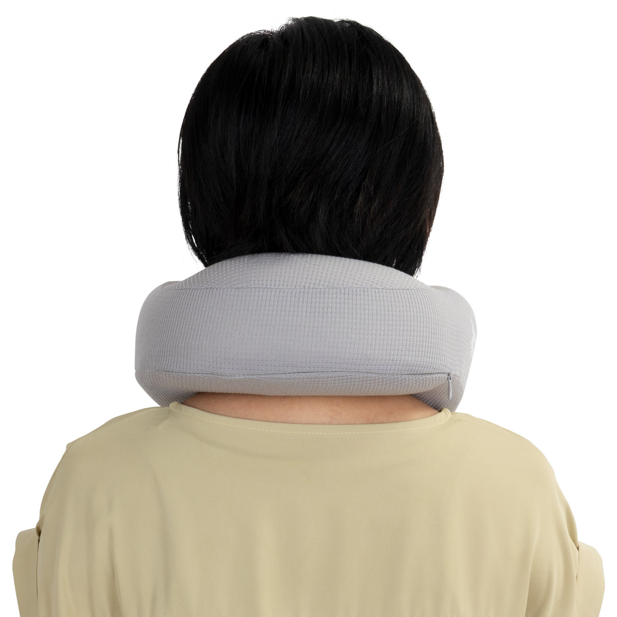 Ergonomic Waffle Memory Foam Travel Neck Pillow | Gray