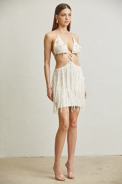 Sleek Fringe Crochet Dress