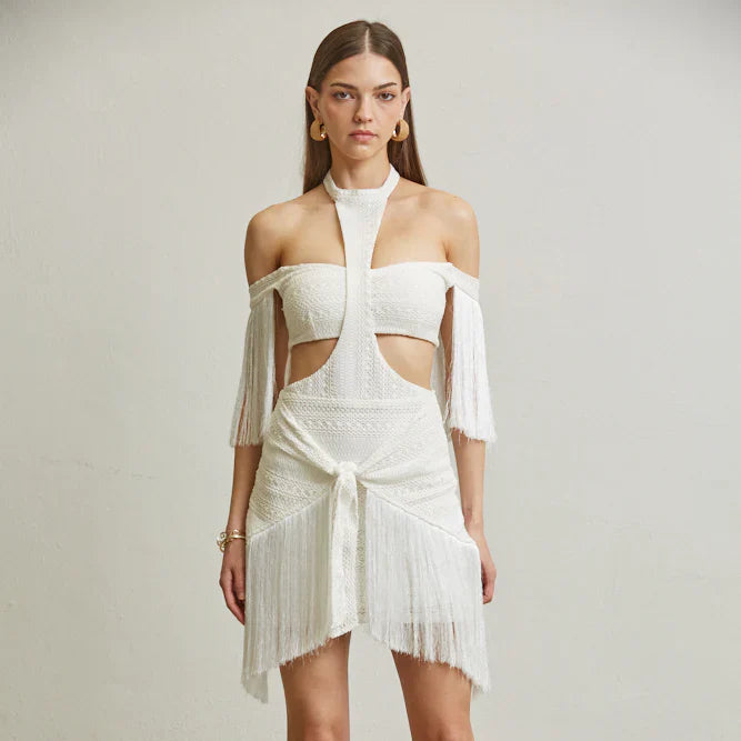 Contemporary Fringed Couture Dress