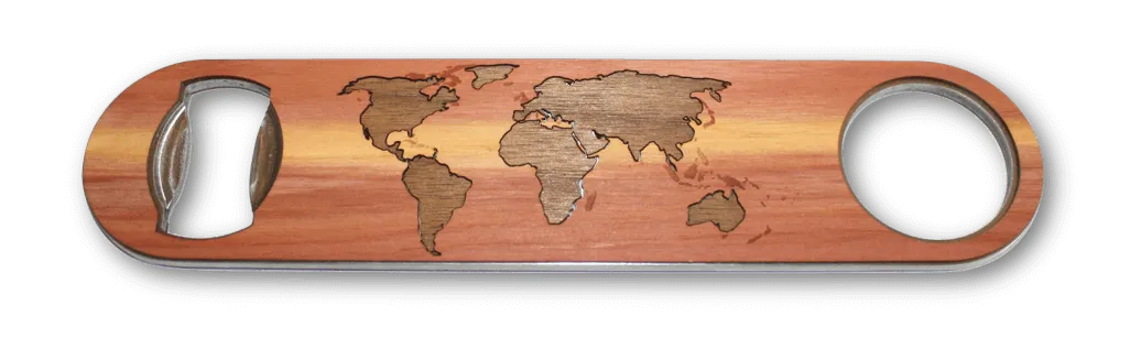 Industrial Wood Bottle Opener - World Map Traveler – Travellty