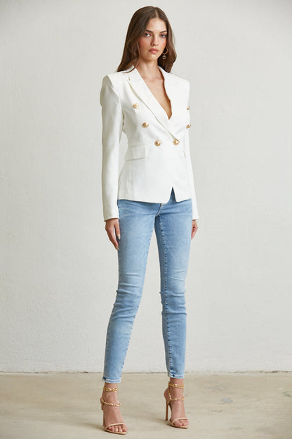 Elegant Gold Button Blazer