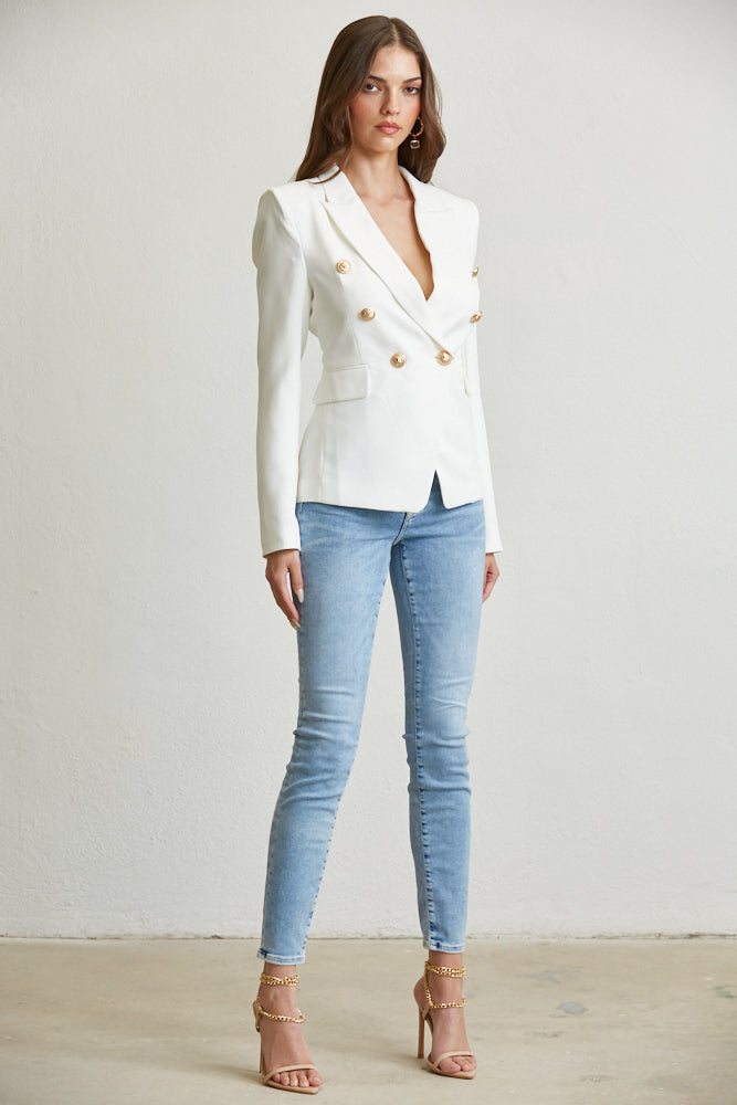 Elegant Gold Button Blazer