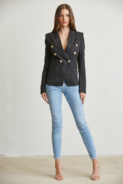 Elegant Gold Button Blazer