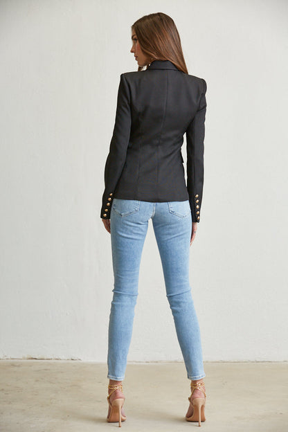 Elegant Gold Button Blazer