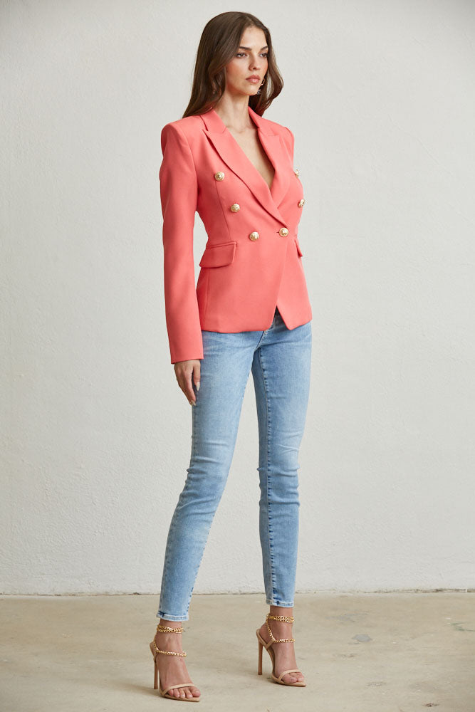 Elegant Gold Button Blazer