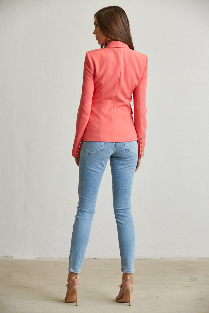 Elegant Gold Button Blazer