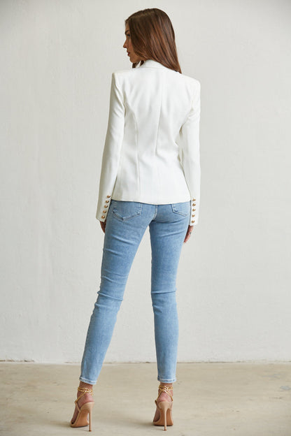 Elegant Gold Button Blazer