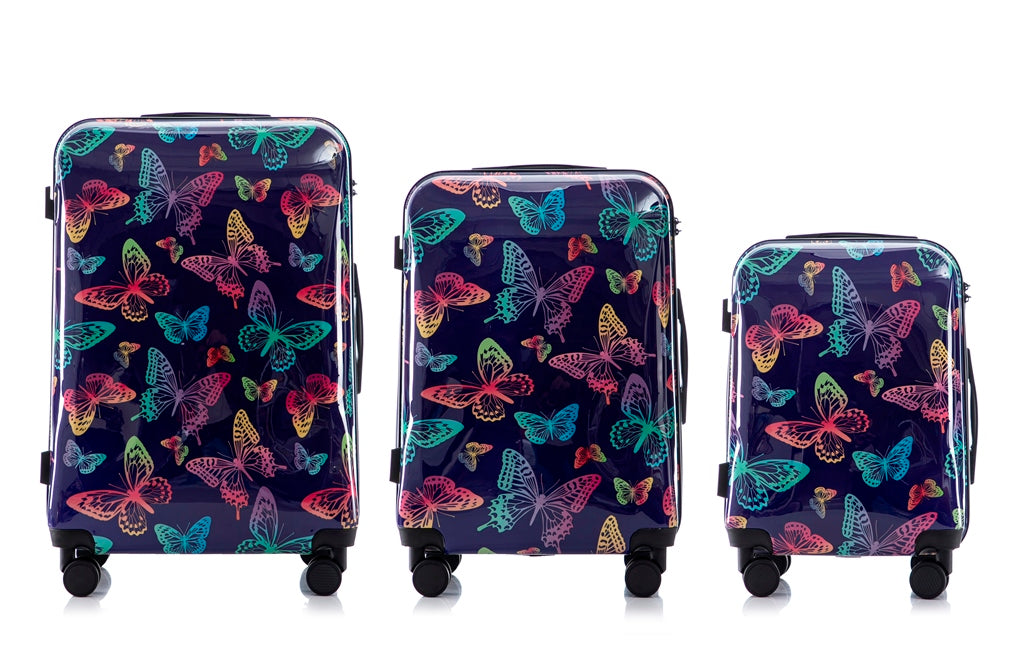Butterfly 3 Piece Luggage Set with TSA Lock