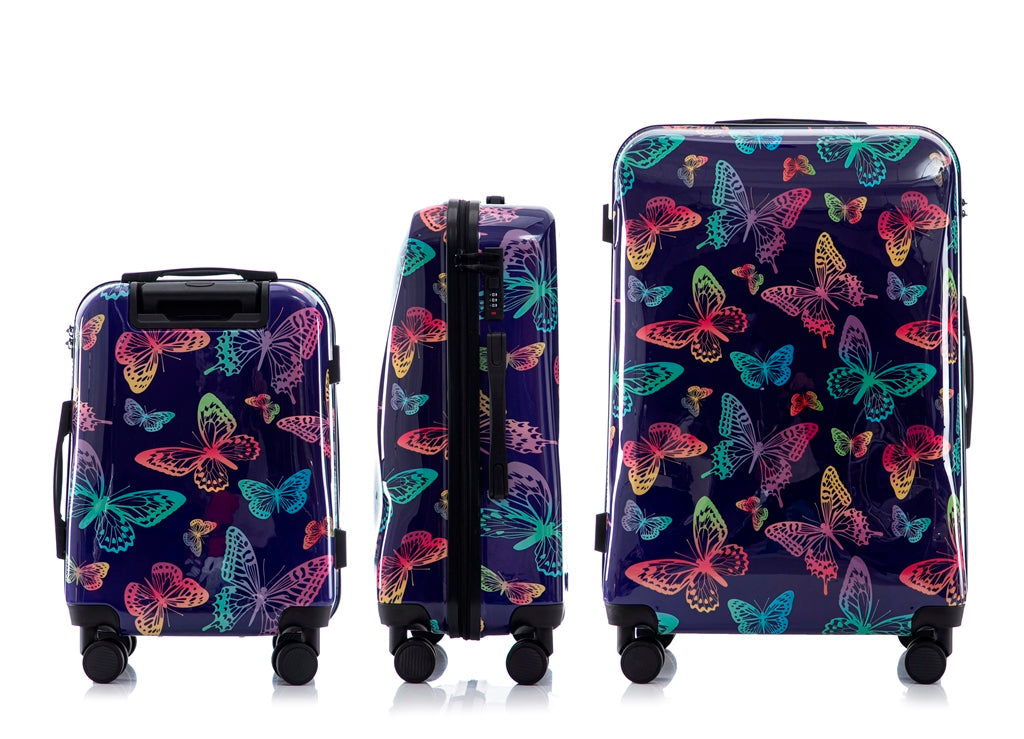 Butterfly 3 Piece Luggage Set with TSA Lock