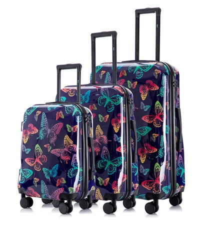 Butterfly 3 Piece Luggage Set with TSA Lock